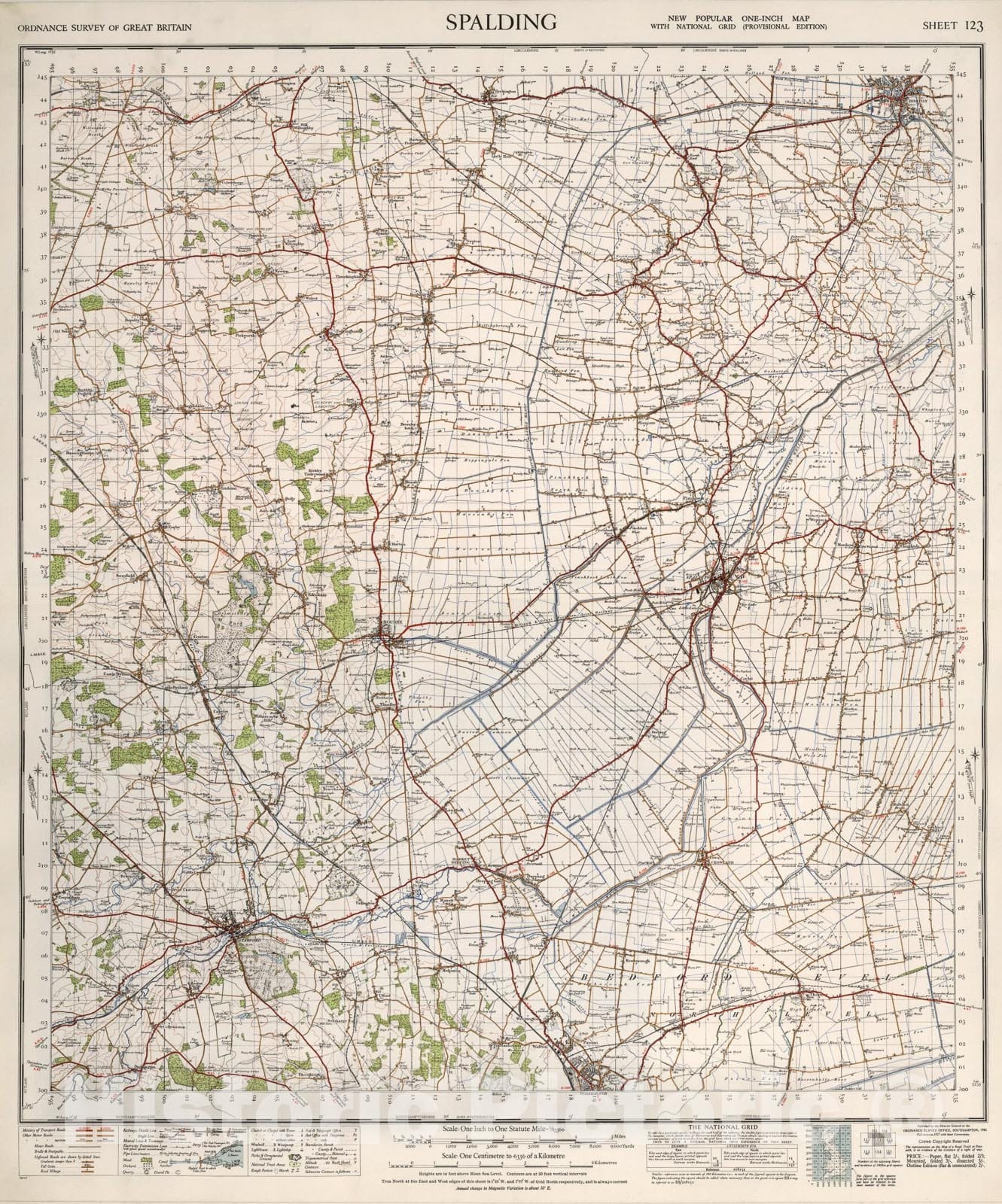 Historic Map : Sheet 123. Spalding., 1946, Vintage Wall Art