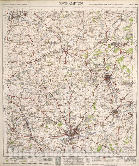 Historic Map : Sheet 133. Northampton., 1946, Vintage Wall Art