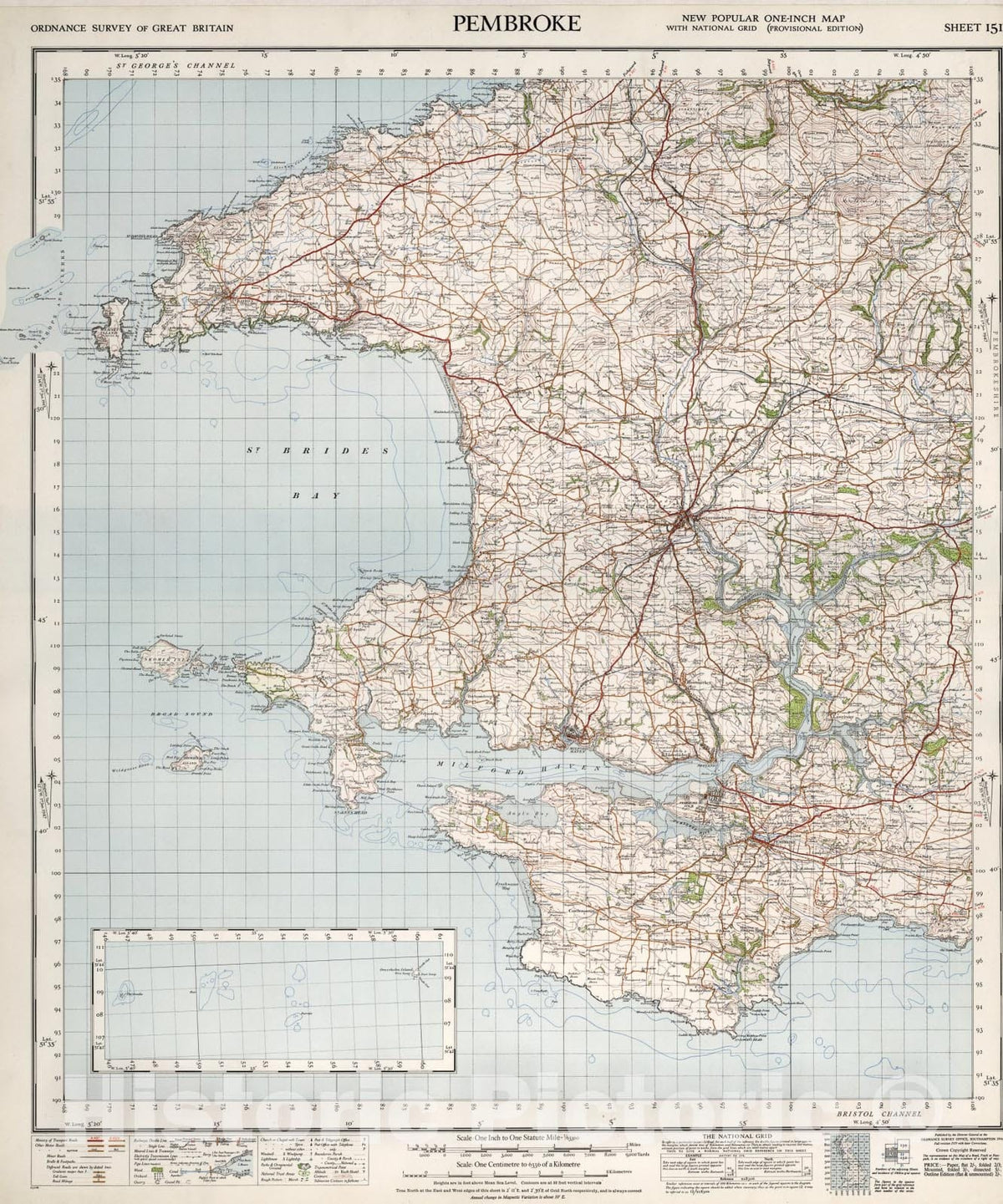 Historic Map : Sheet 151. Pembroke., 1946, Vintage Wall Art