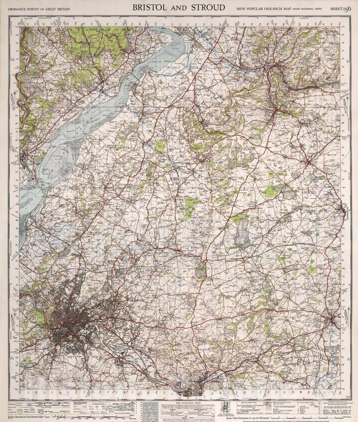 Historic Map : Sheet 156. Bristol and Shroud., 1946, Vintage Wall Art