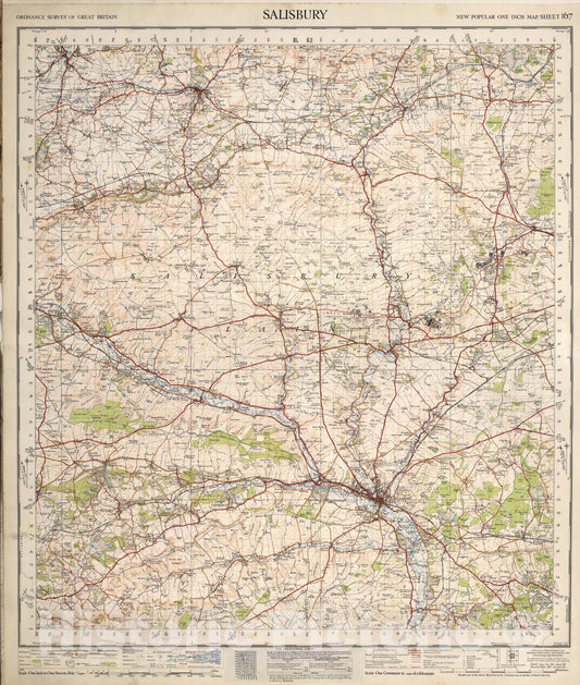 Historic Map : Sheet 167. Salisbury., 1940, Vintage Wall Art