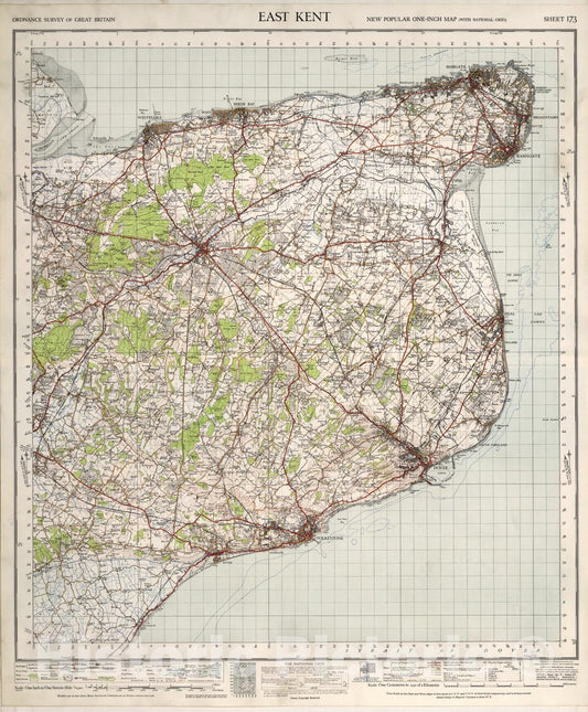 Historic Map : Sheet 173. Last Kent., 1945, Vintage Wall Art