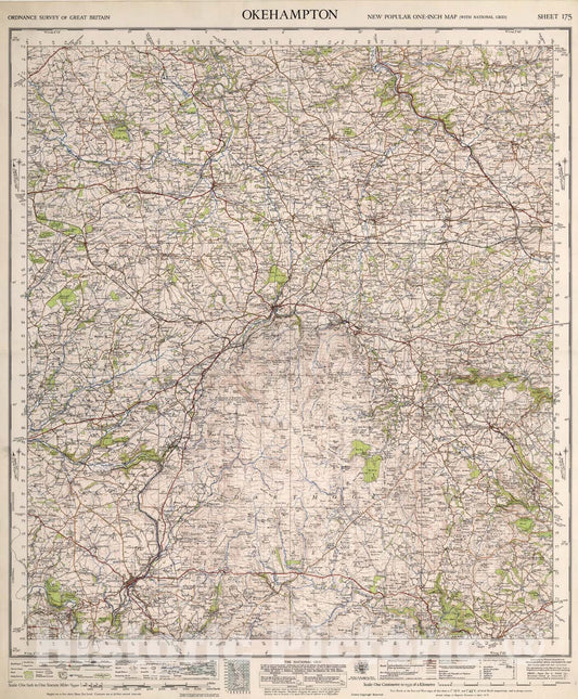 Historic Map : Sheet 175. Okehampton., 1946, Vintage Wall Art