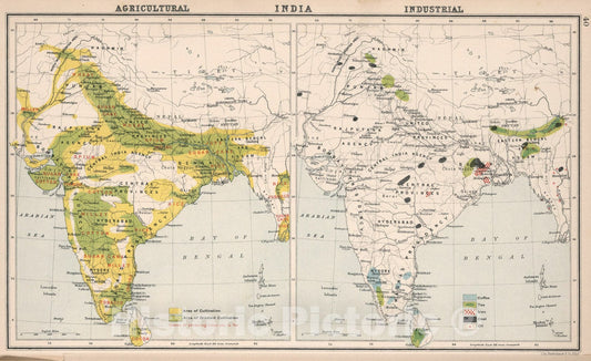 Historic Map : Agricultural. India., 1907, Vintage Wall Art