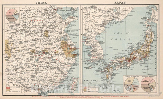 Historic Map : China. Japan. Industrial., 1907, Vintage Wall Art