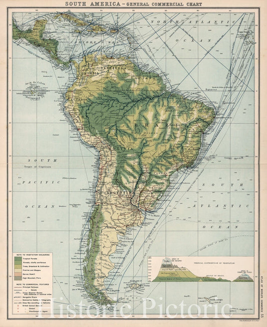 South America Commercial Chart - Nautical Chart, 1907 - Historical Map Print