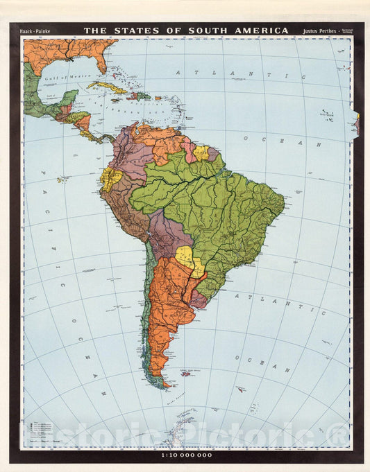 Historic Map : Latin America., 1987, Vintage Wall Art