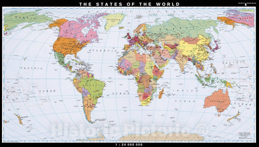 Historic Map : World -- Political, 1993, Vintage Wall Art