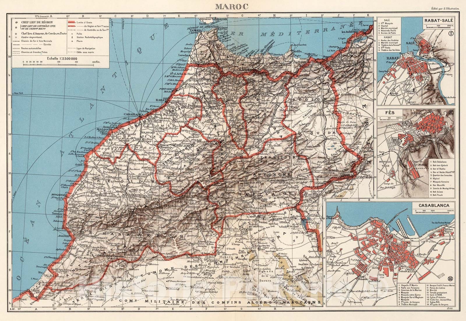 Historic Map : Planche 10. Maroc., 1939, Vintage Wall Art