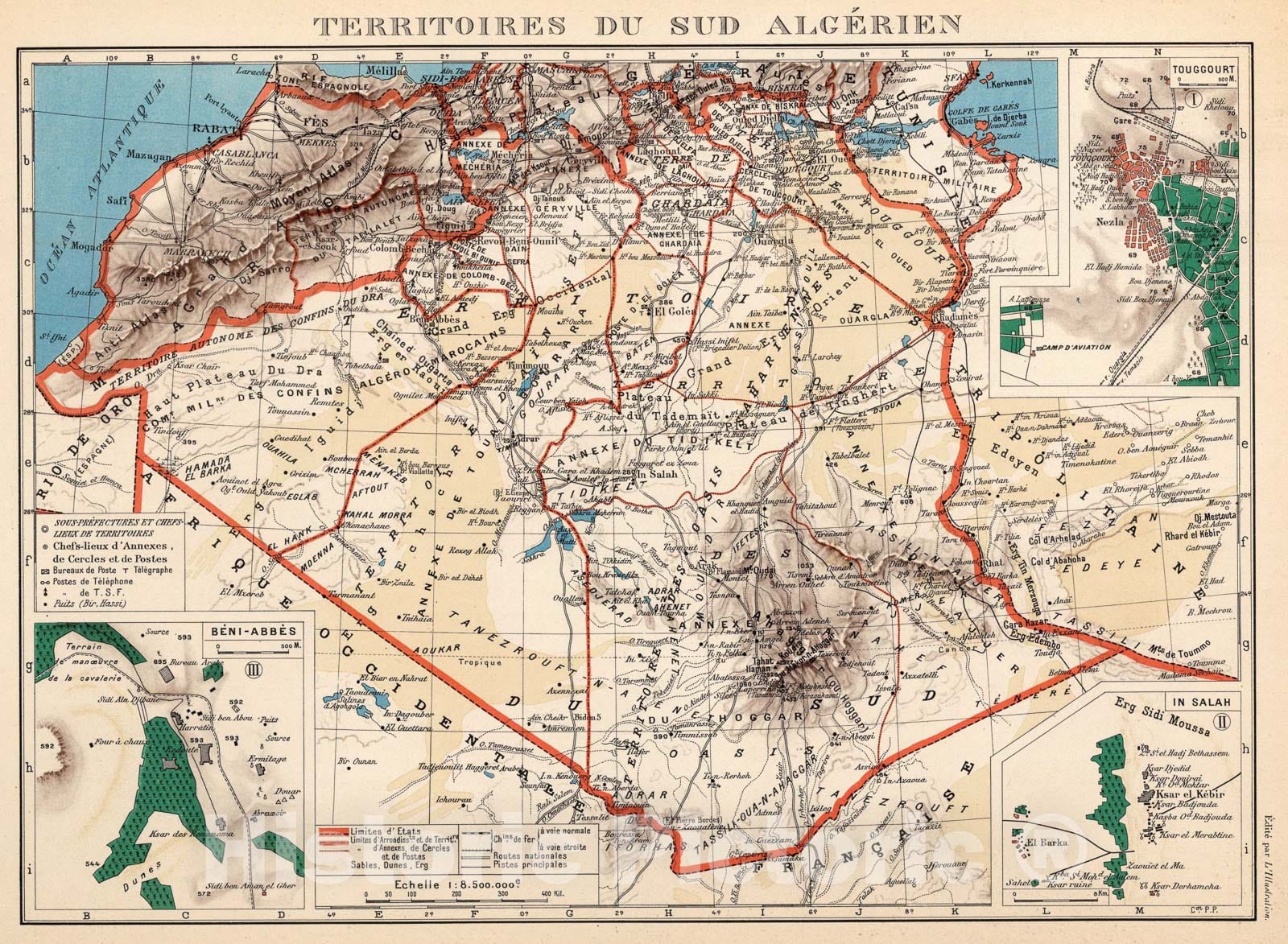 Historic Map : Planche 11. Territoires du Sud Algerien., 1939, Vintage Wall Art