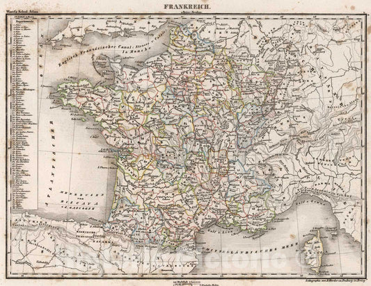 Historic Map : France., 1843, Vintage Wall Art
