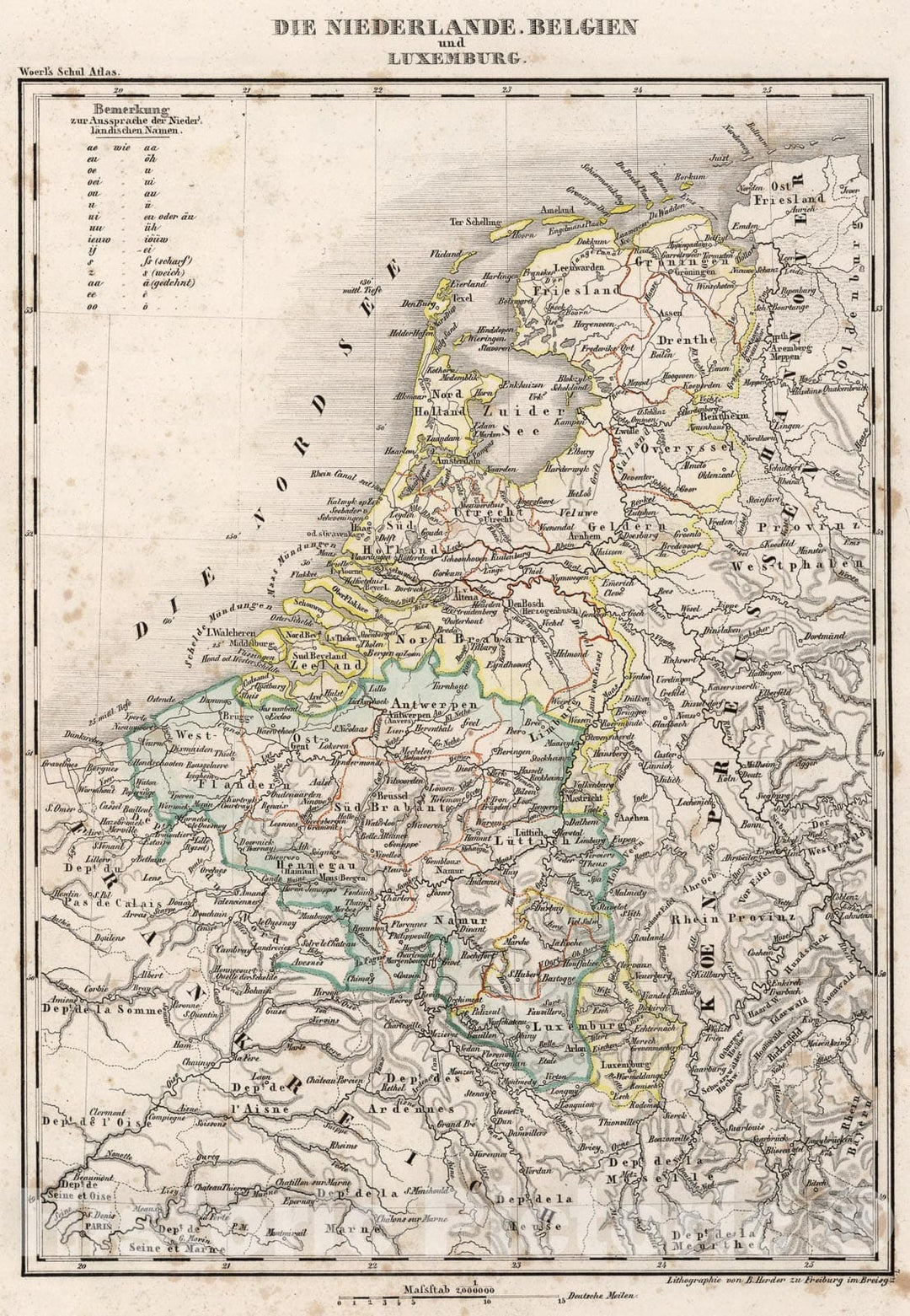 Historic Map : Netherlands. Belgium. Luxembourg., 1843, Vintage Wall Art