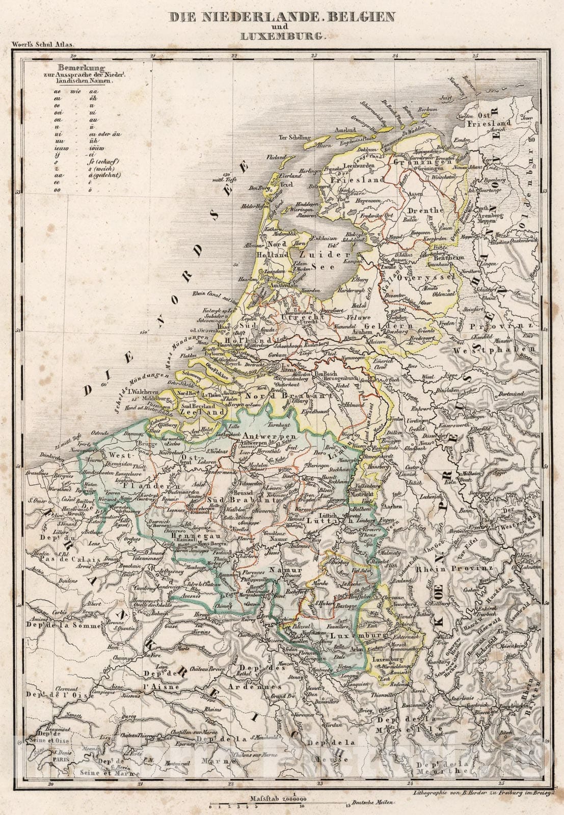 Historic Map : Netherlands. Belgium. Luxembourg., 1843, Vintage Wall Art
