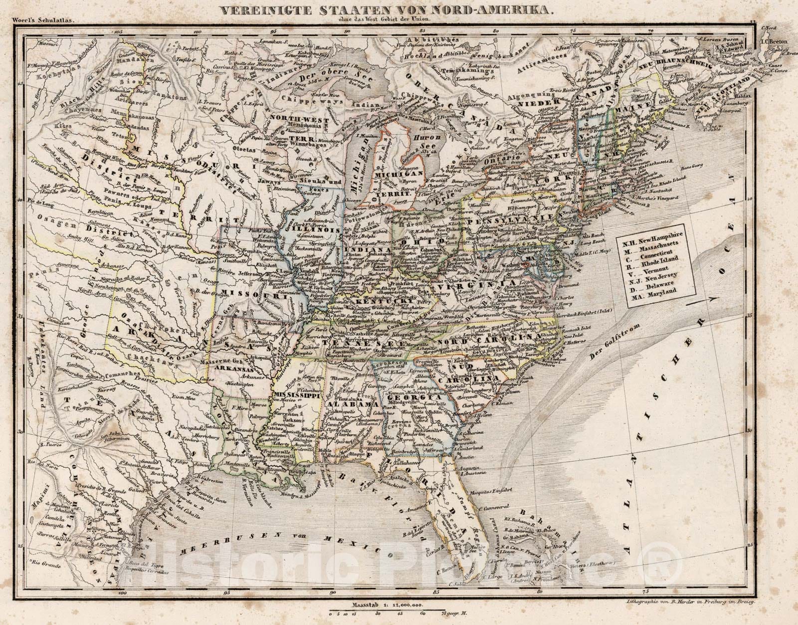Historic Map : United States., 1843, Vintage Wall Art