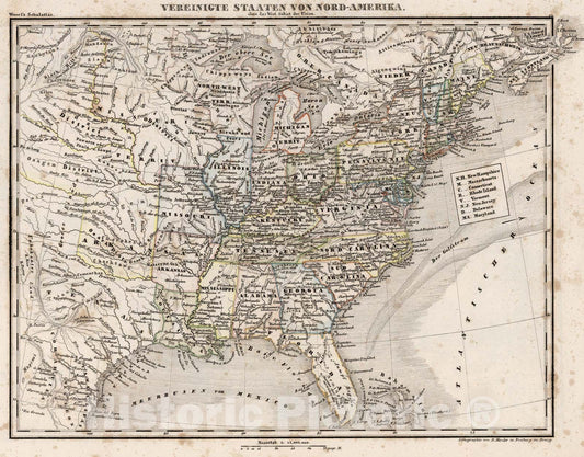 Historic Map : United States., 1843, Vintage Wall Art