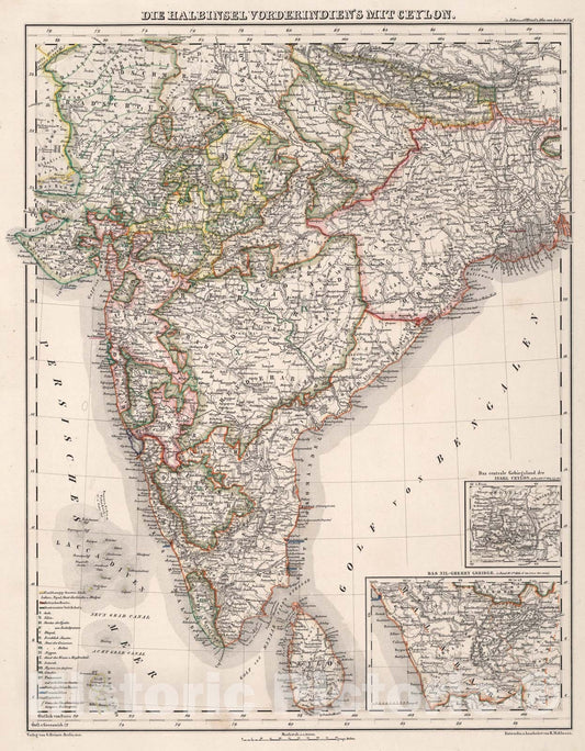 Historic Map : Indian Peninsula with Ceylon., 1840, Vintage Wall Art