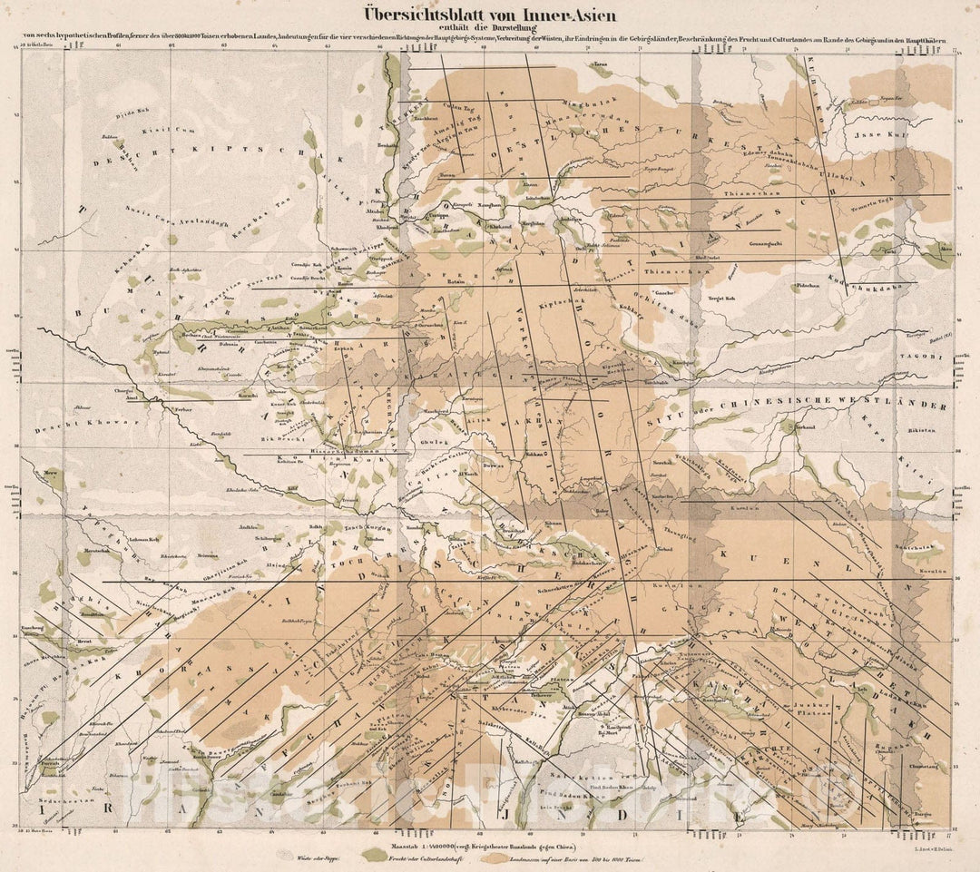 Historic Map : Inner Asia., 1840, Vintage Wall Art