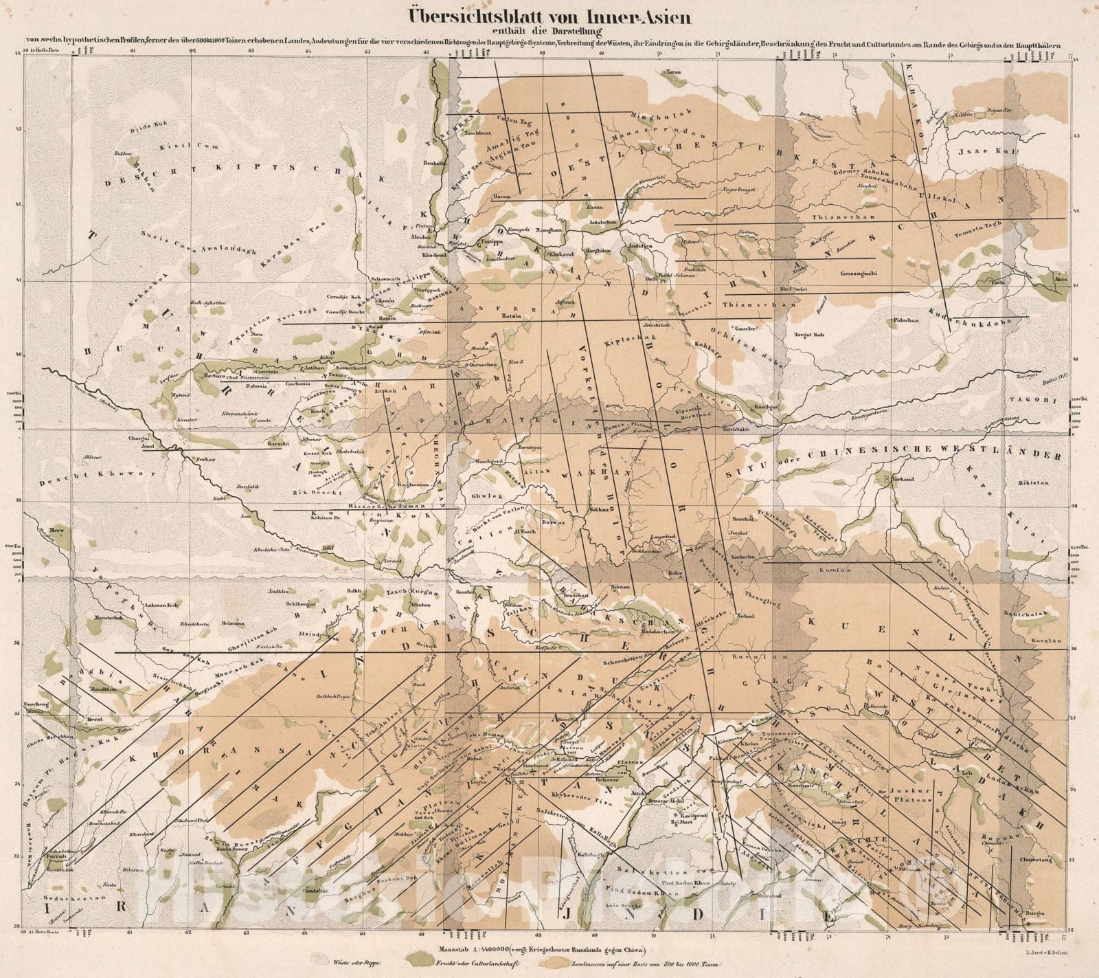 Historic Map : Inner Asia., 1840, Vintage Wall Art