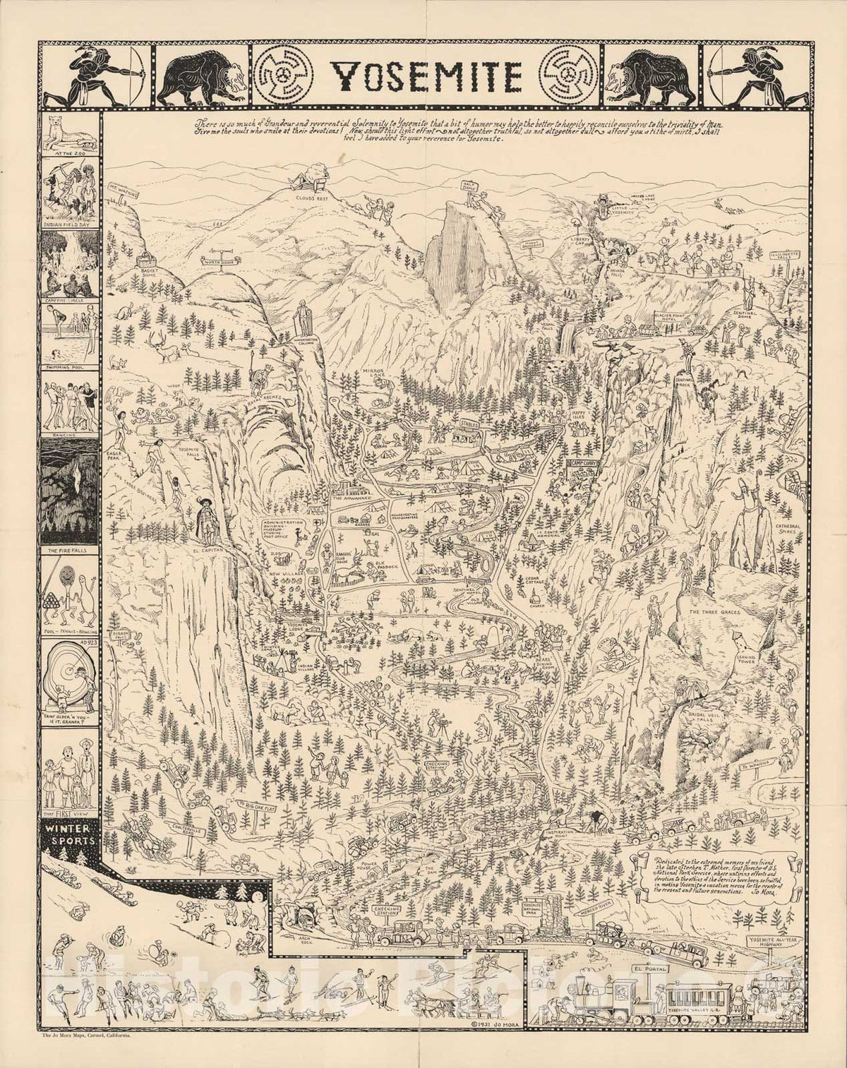 Historic Map : Yosemite, 1931, Vintage Wall Art