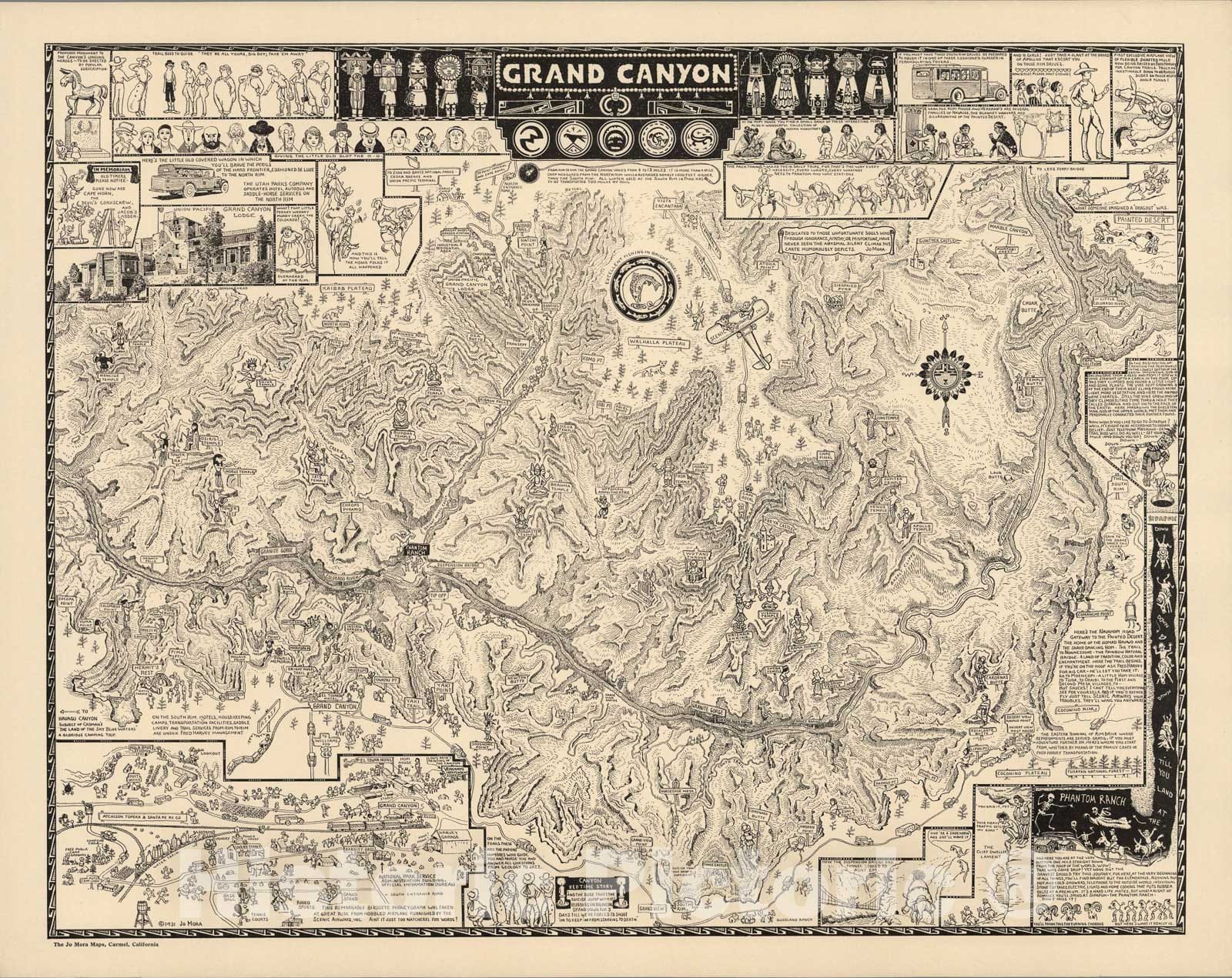 Historic Map : Grand Canyon, 1931, 1931, Vintage Wall Art