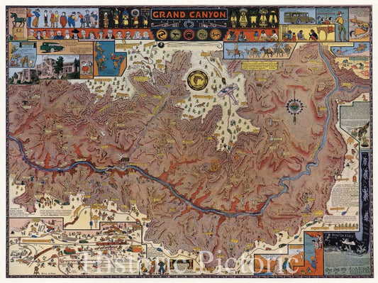 Grand Canyon, Arizona - Pictorial Map, 1931 by Jo Mora