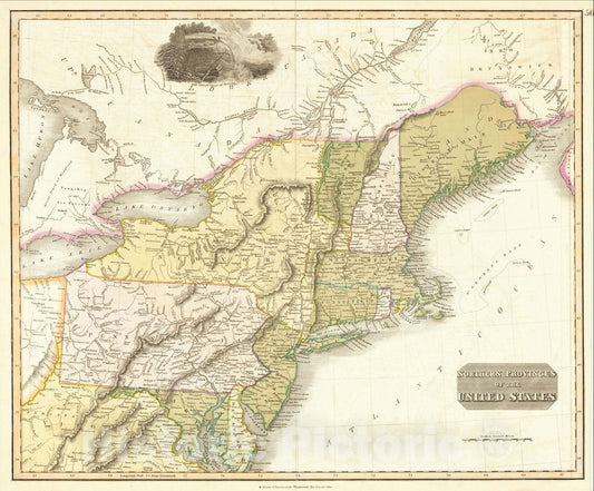 Historic Map : Northern Provinces of the United States, 1814, John Thomson, Vintage Wall Art