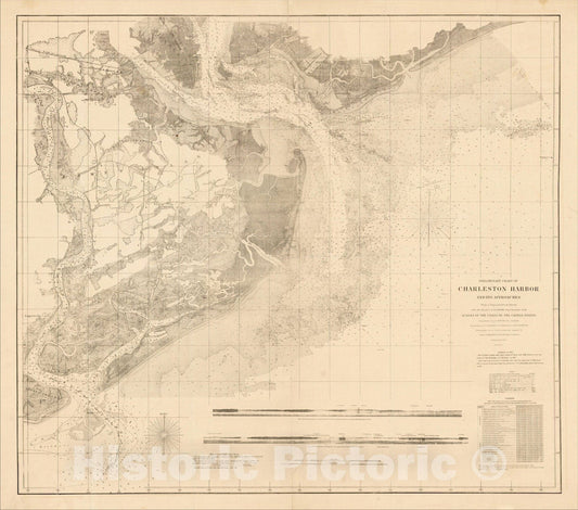Historic Map : Preliminary Chart of Charleston Harbor And Its Approaches From a Trigonometric Survey, 1862, United States Coast Survey, Vintage Wall Art