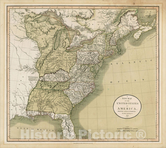 Historic Map : A New Map of the United States of America From The Latest Authorities, 1806, 1806, John Cary, Vintage Wall Art