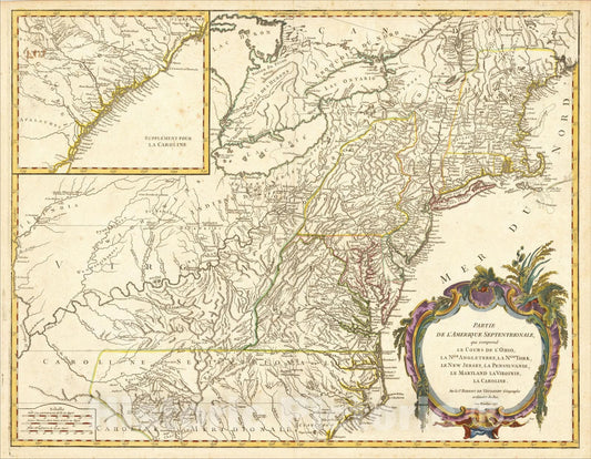 Historic Map : Partie De L'Amerique Septentrionale, 1755, Didier Robert de Vaugondy, Vintage Wall Art