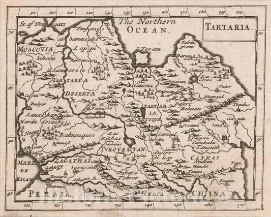 Historic Map : Tartaria, 1681, Sir Jonas Moore, Vintage Wall Art