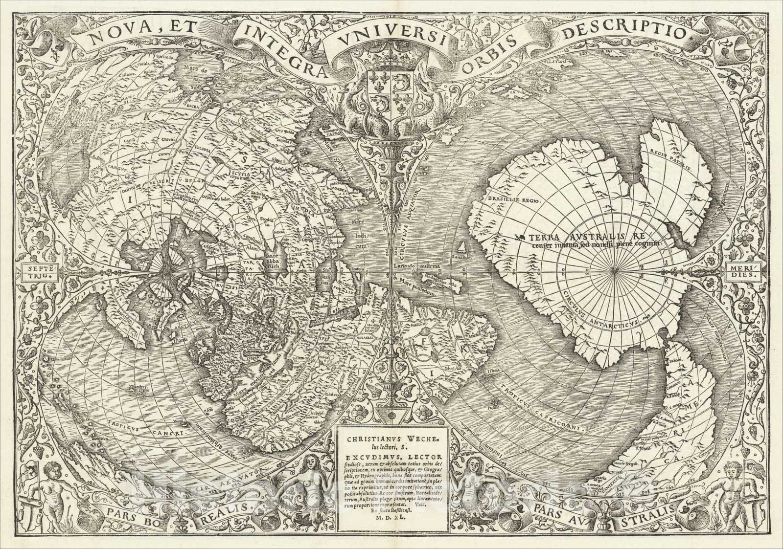 Historic Map : Nova, et Integra Universi Orbis Descriptio, 1531, Oronce Fine, Vintage Wall Art