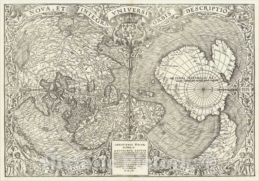 Historic Map : Nova, et Integra Universi Orbis Descriptio, 1531, Oronce Fine, Vintage Wall Art