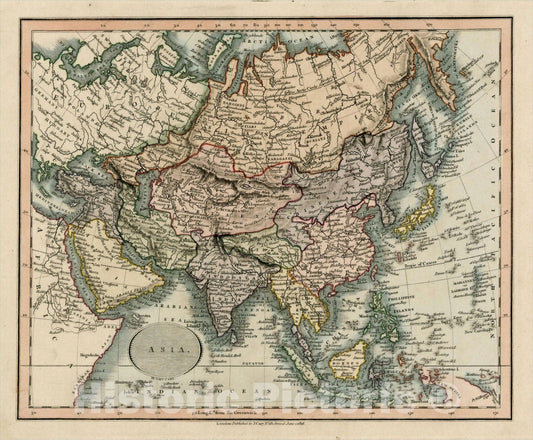 Historic Map : Asia, 1816, John Cary, Vintage Wall Art