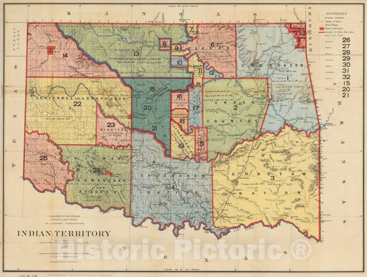 Historic Map : Indian Territory, 1887, 1887, , Vintage Wall Art