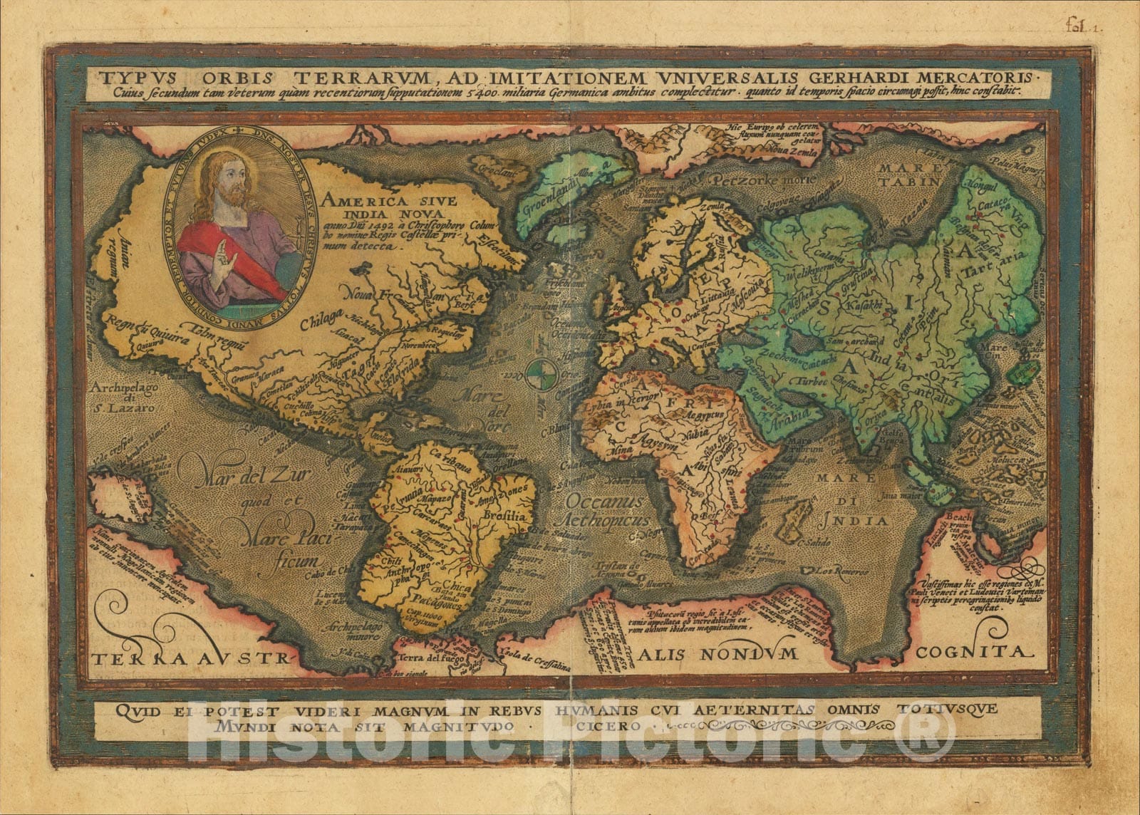 Historic Map : Typus Orbis Terrarum Ad Imitationem Universalis Gerhardi Mercatoris, c1600, Matthias Quad, Vintage Wall Art