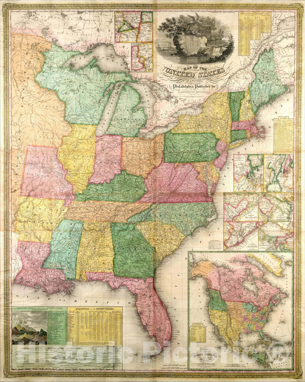 Historic Map : Map of the United States By J.H. Young, 1831, 1831, , Vintage Wall Art