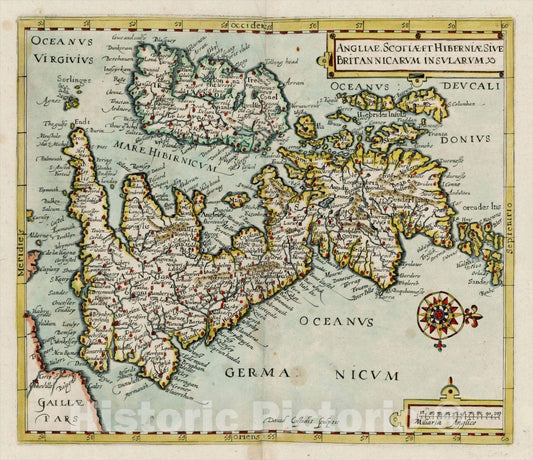 Historic Map : Anglie, Scotiae et Hiberniae Sive Britannicarum Insularum, c1627, David Custodis, Vintage Wall Art