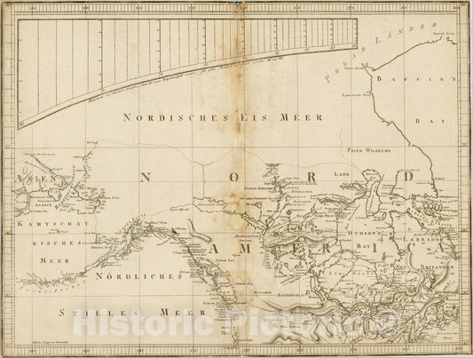 Historic Map : Karte des Nordens von America, Zur Beurtheilung der Wahrscheinlichkeit, 1791, Georg Forster, Vintage Wall Art