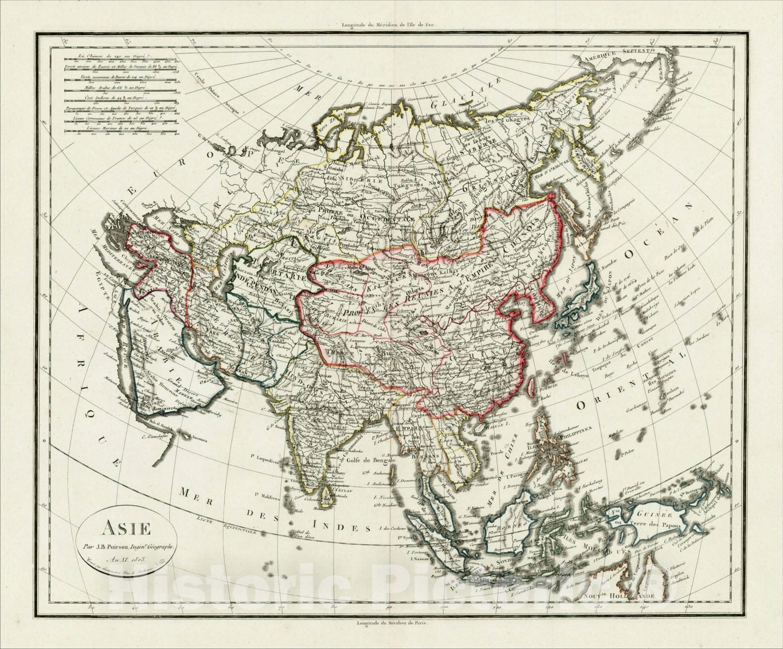 Historic Map : Asie, An XI 183, 1803, Jean Baptiste Poirson, Vintage Wall Art