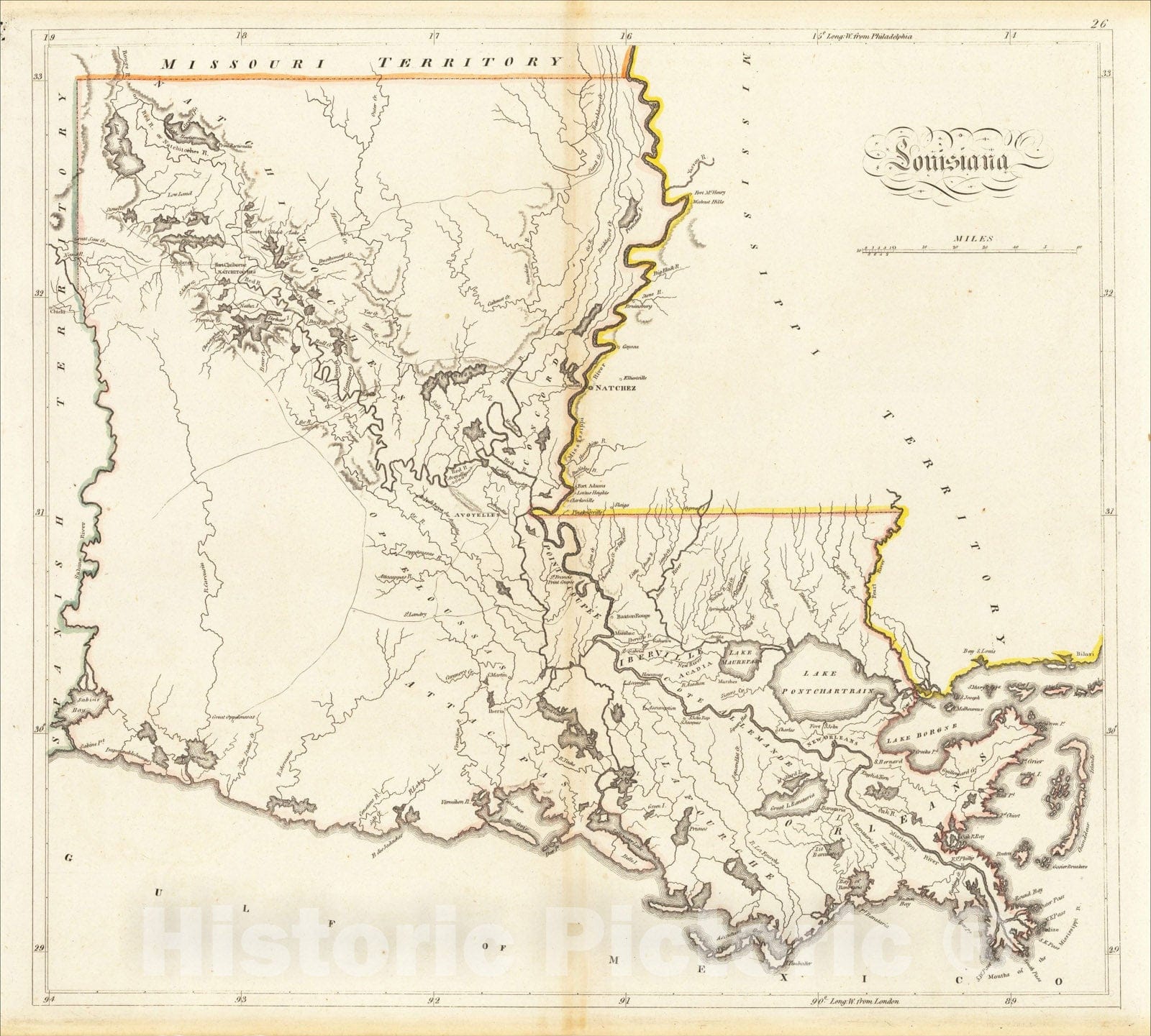 Historic Map : Louisiana, 1814, v1, Vintage Wall Art