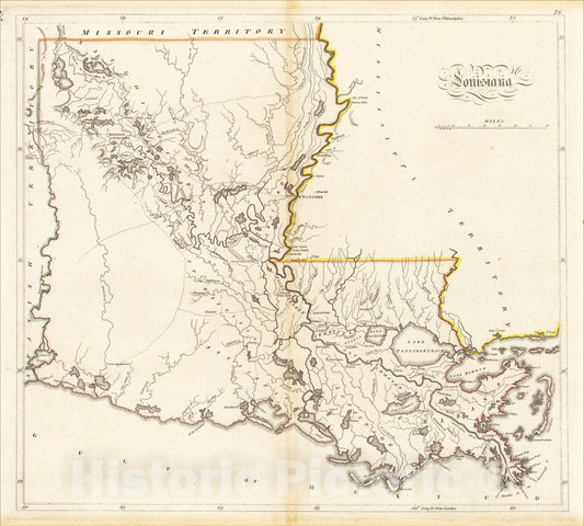 Historic Map : Louisiana, 1814, v1, Vintage Wall Art