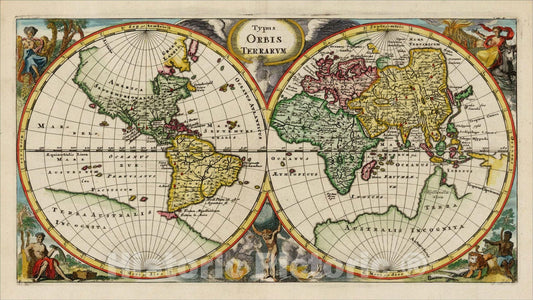 Historic Map : Typus Orbis Terrarum, 1697, Philipp Cl?ver, Vintage Wall Art