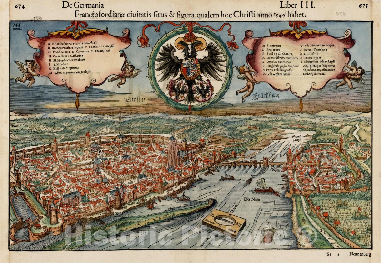 Historic Map : Franckofordianae civitatis situs and figura, qualem hoc Christi anno 1549 habet., c1570, Sebastian M?nster, Vintage Wall Art
