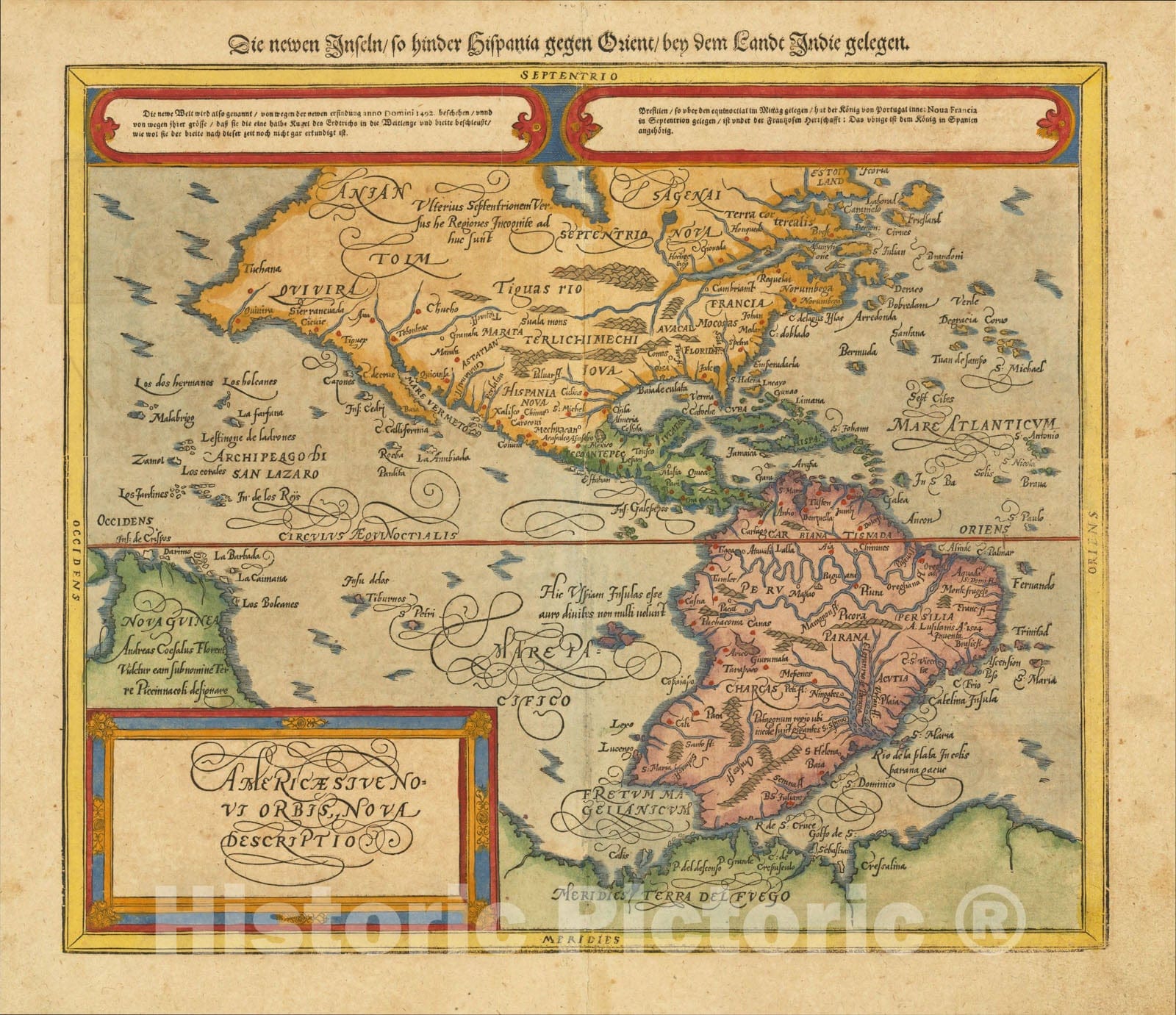 Historic Map : Americae Sive Novi Orbis Nova Descriptio, c1580, Sebastian M?nster, Vintage Wall Art