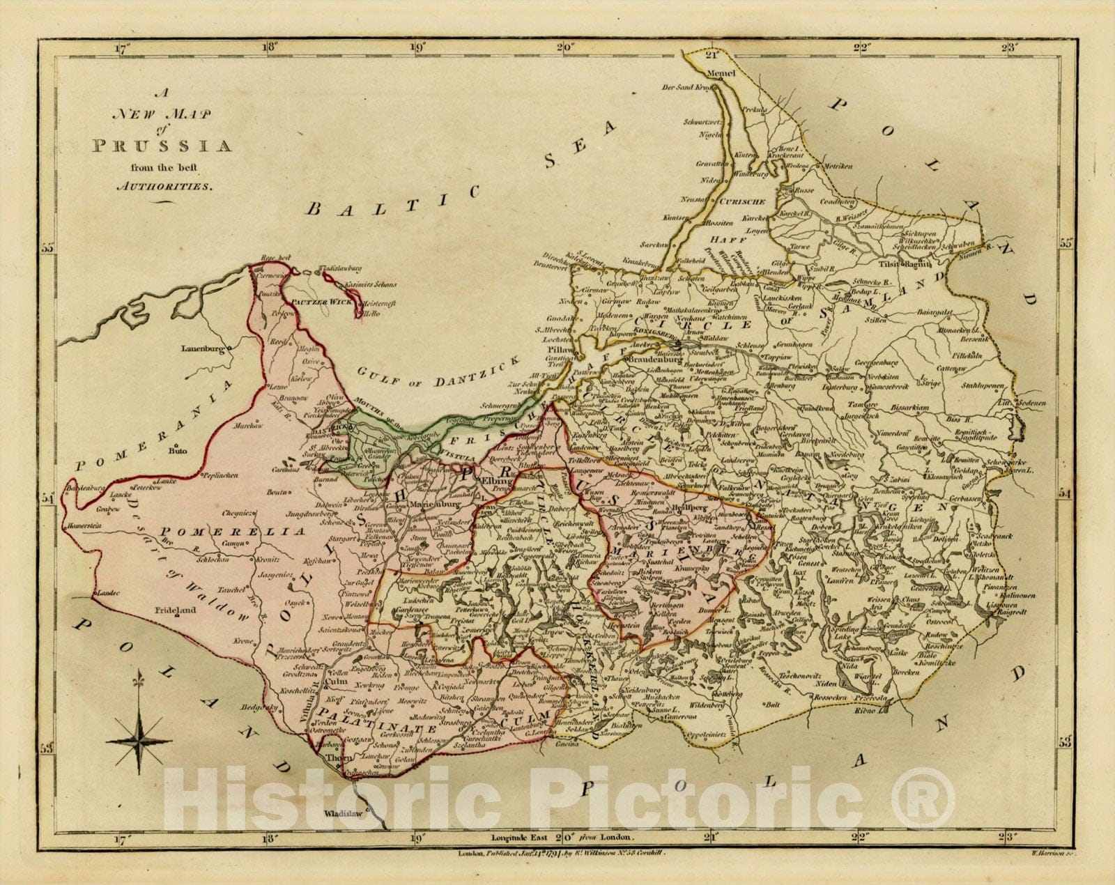 Historic Map : A New Map of Prussia, 1794, Robert Wilkinson, v1, Vintage Wall Art