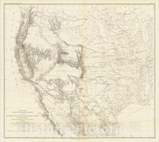 Historic Map : Map of the United States and Their Territories Between the Mississippi and the Pacific Ocean and Part of Mexico, W.H. Emory, 1857-8., 1858, v1, Vintage Wall Art