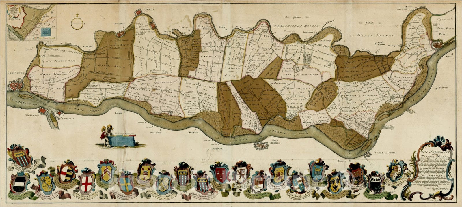 Historic Map : Deze Landkaart von den Thieler Waard, 1759, Willem Albert Bachienne, Vintage Wall Art