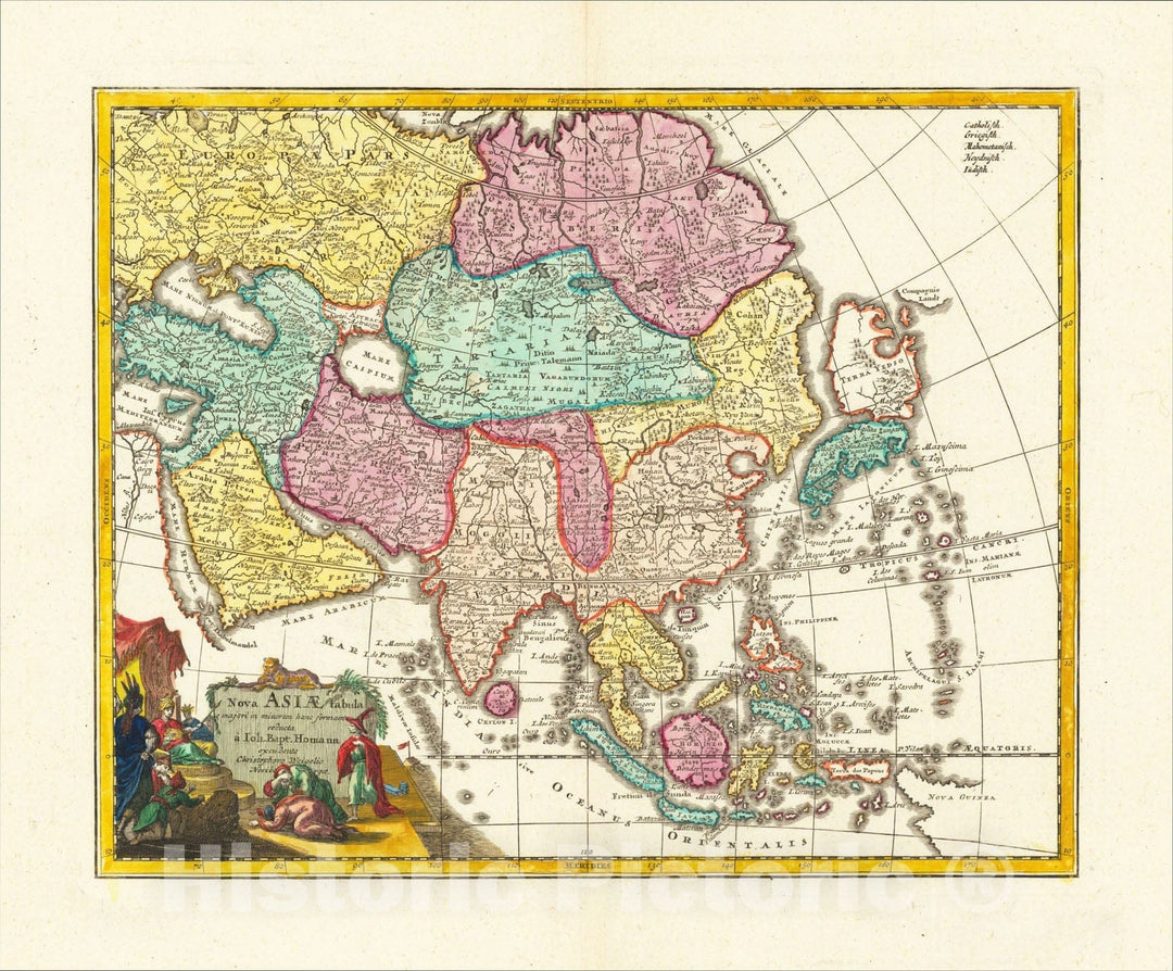Historic Map : Nova Asiae tabula, 1718, Christopher Weigel, Vintage Wall Art