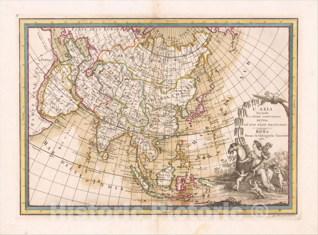 Historic Map : L'Asia Secondo Le ultime osservazioni Divisa Ne' Suoi Stati Principali, 1788, 1788, Cassini, Vintage Wall Art