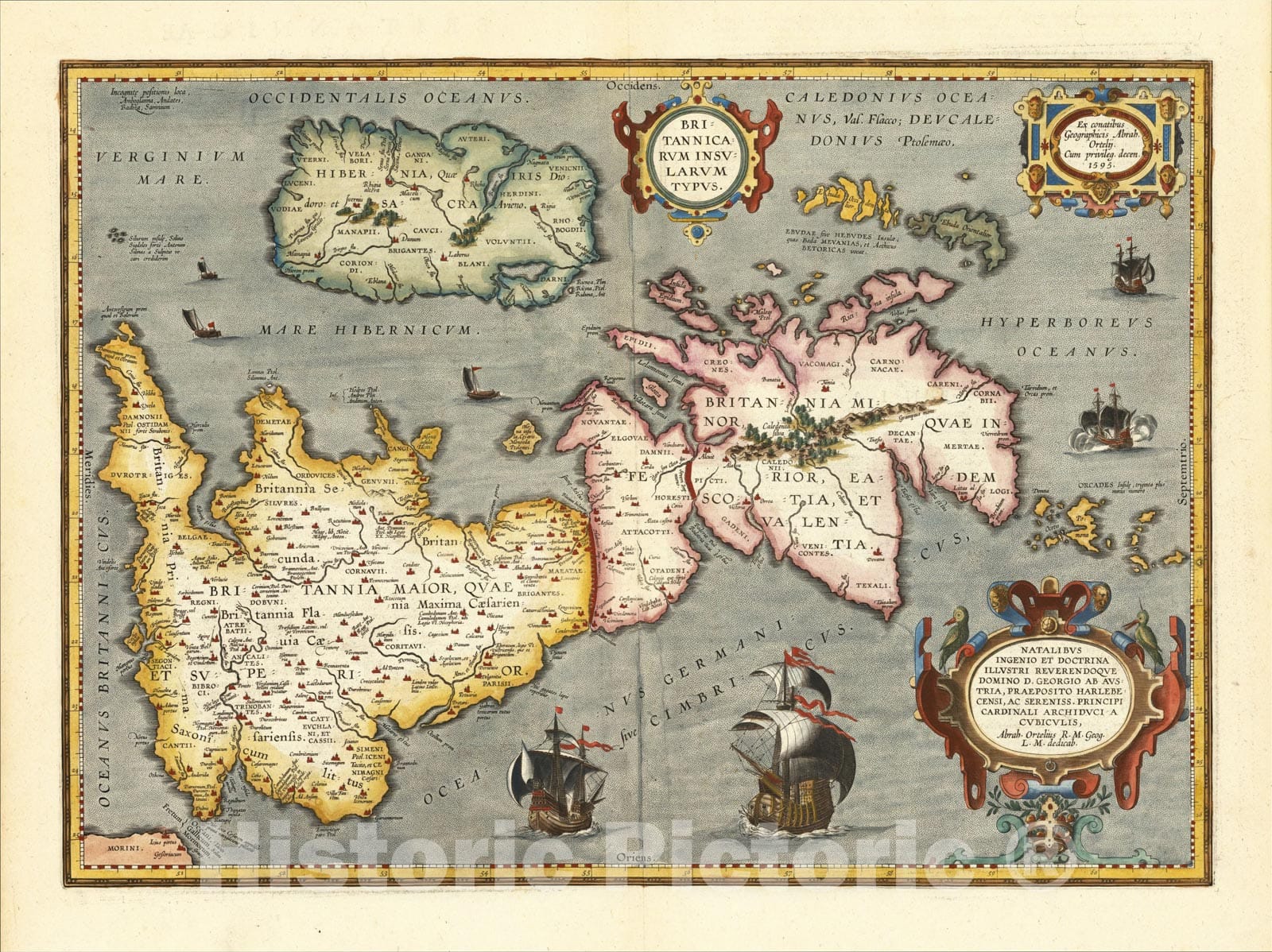 Historic Map : Britannicarum Insularum Typus, c1603, Abraham Ortelius, Vintage Wall Art